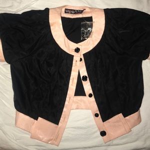 Girls size M black and pink bolero style jacket